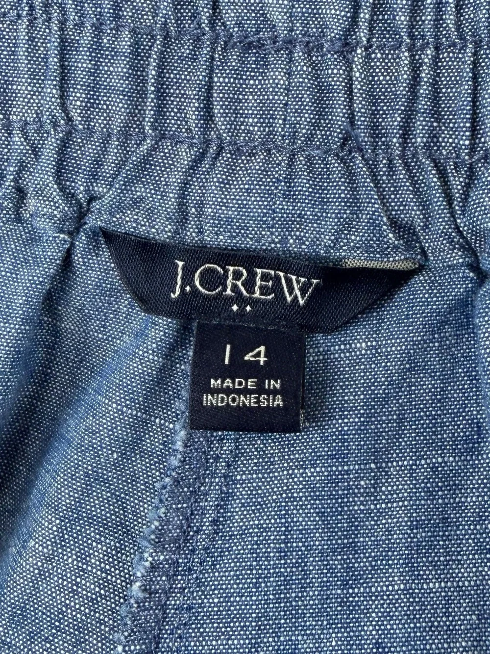 J Crew Pants Womens 14 Blue Chambray Drawstring Cotton L0873